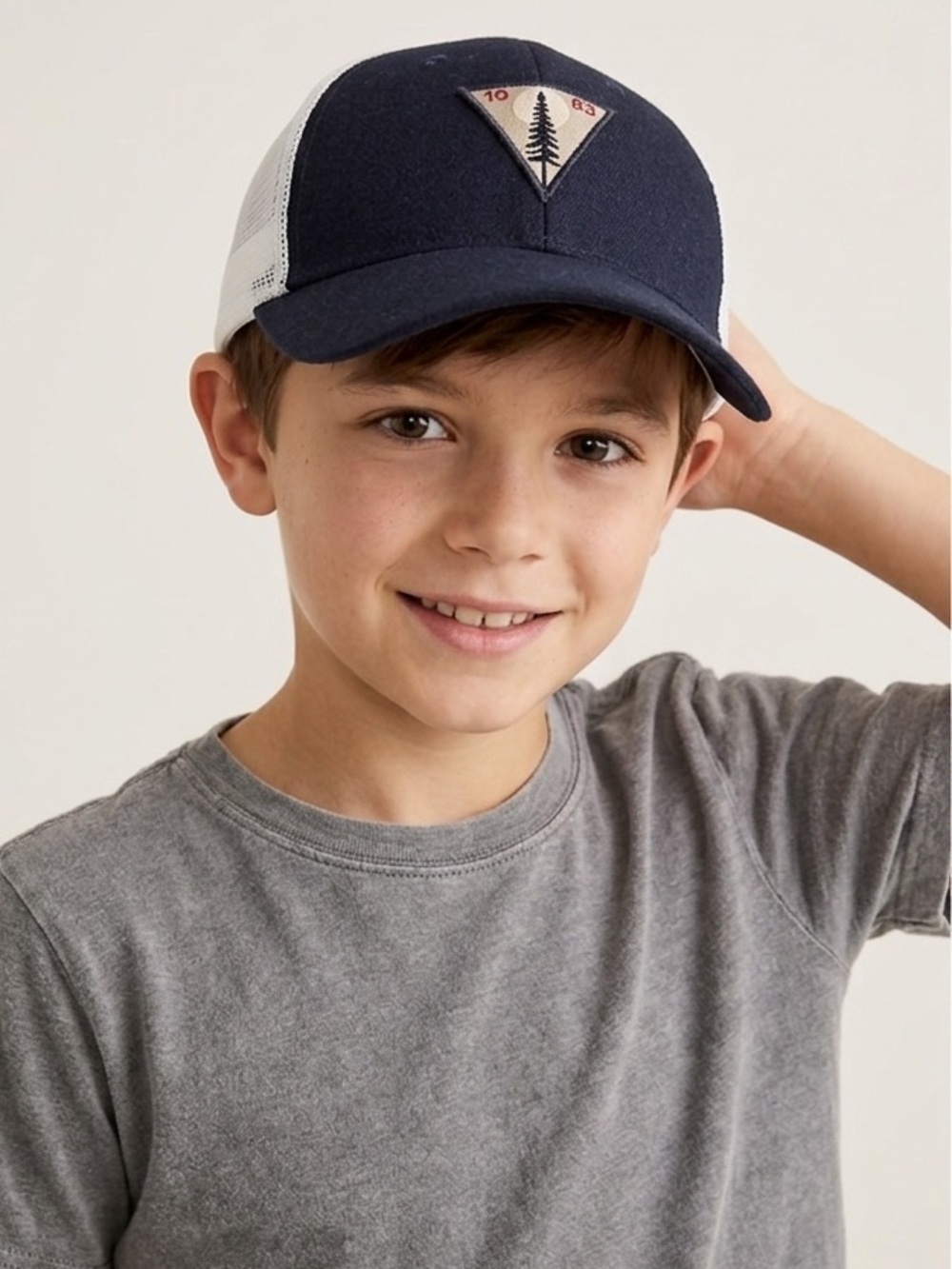 NWT Crewcuts Navy Blue Patch Mesh Trucker Hat Sz M/L minor pallet dust
